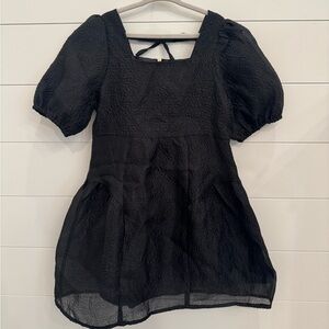 GB Gianni Bini Girls Black Jacquard Daisy Floral Short Cap Sleeve Dress Size 6